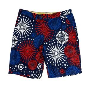 Loudmouth Golf Shorts Mens 36 Patriotic Fireworks Print Performance Stretch USA